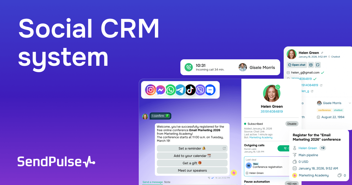 Social CRM system | SendPulse