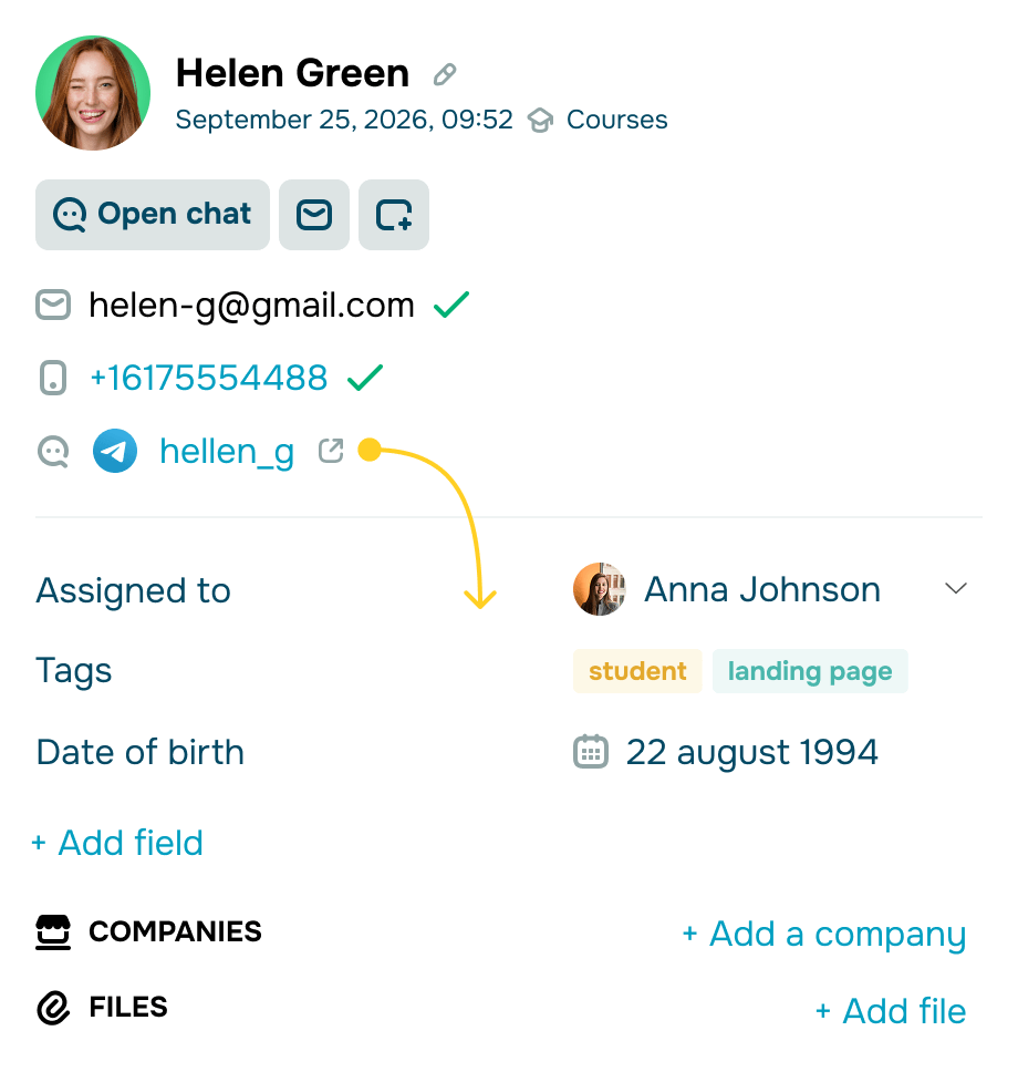Start conversations right from your CRM system