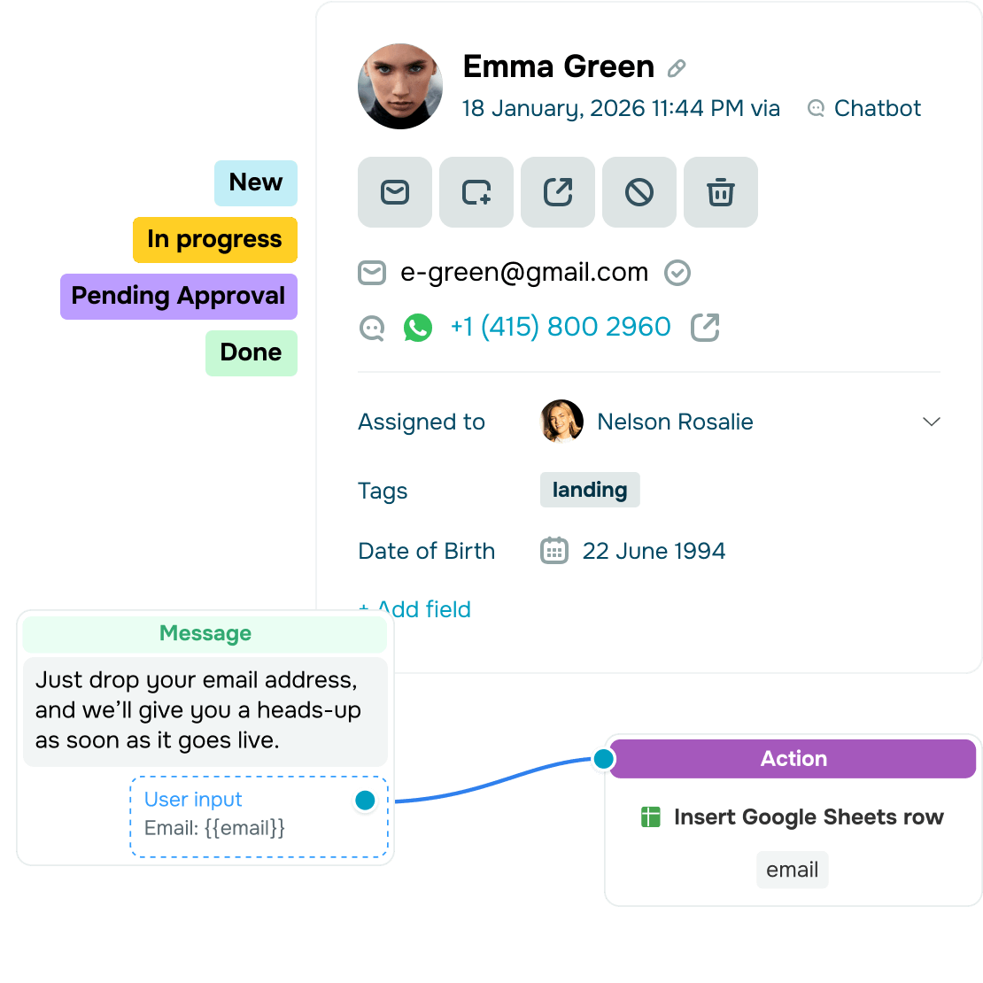 Sincronize conversas com seu CRM