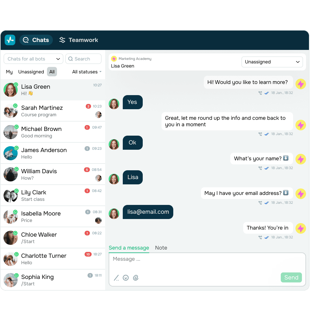 Manage every lead from one inbox
