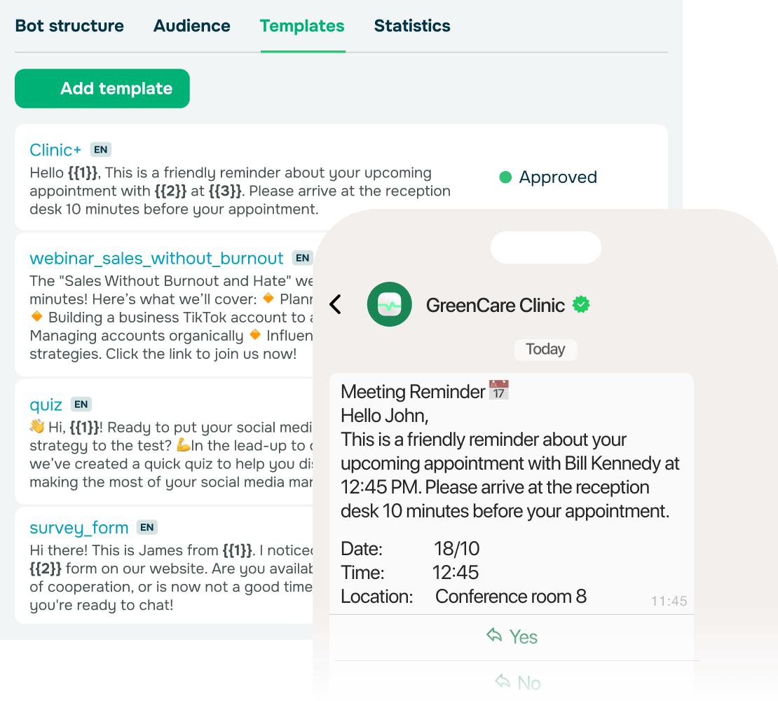 Reminders and rescheduling without calls