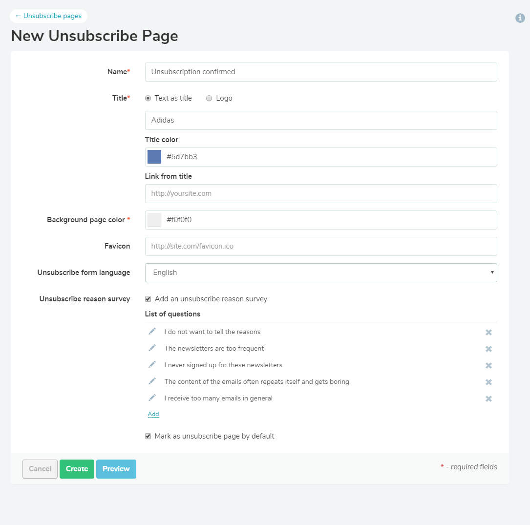 Creating an unsubscribe page with SendPulse