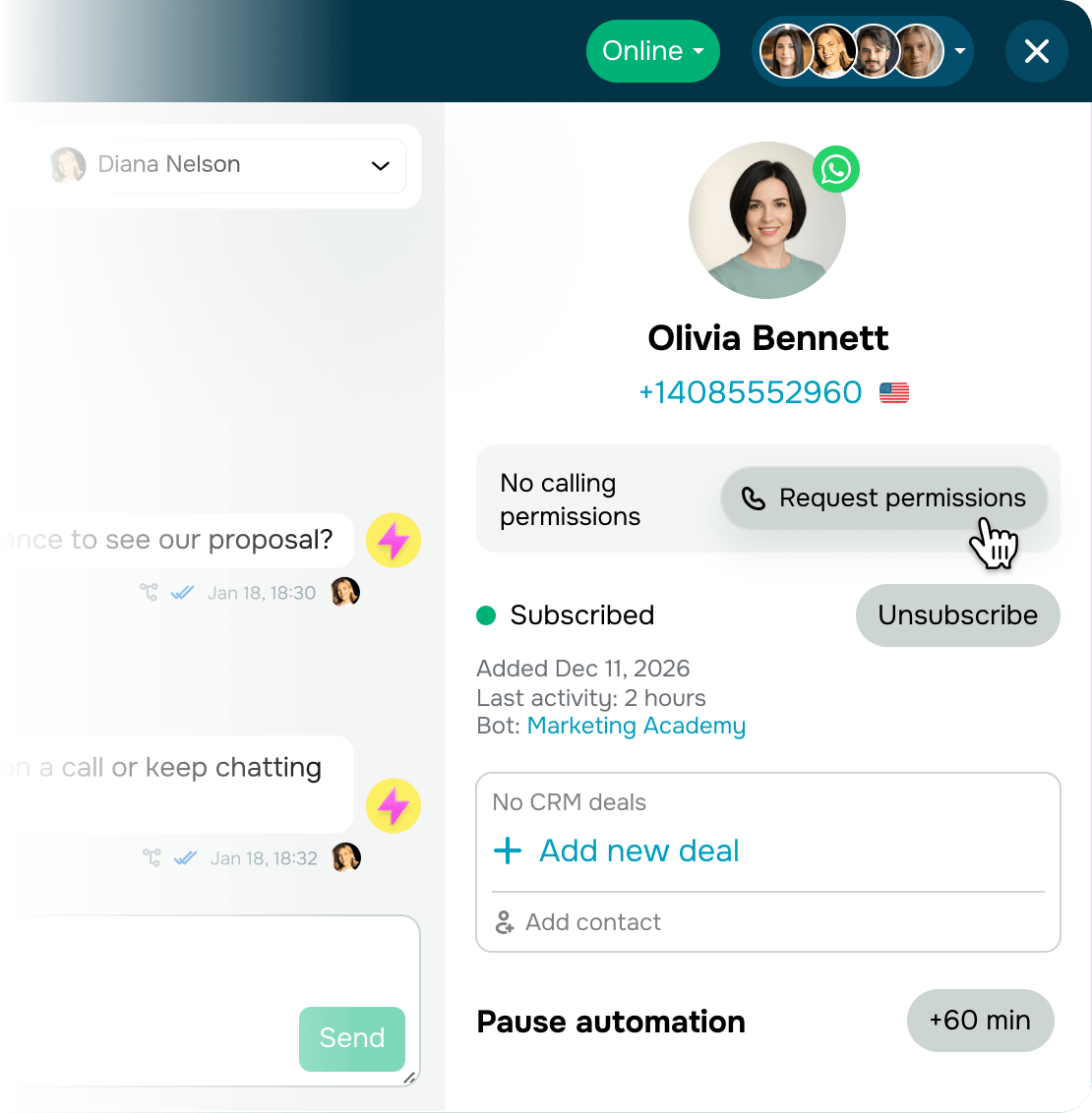 Start calls with your customers